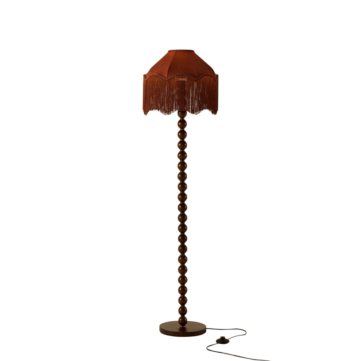 Enzo Suede Tassel Fringe Floor Shade - Burnt Terracotta - DUSK