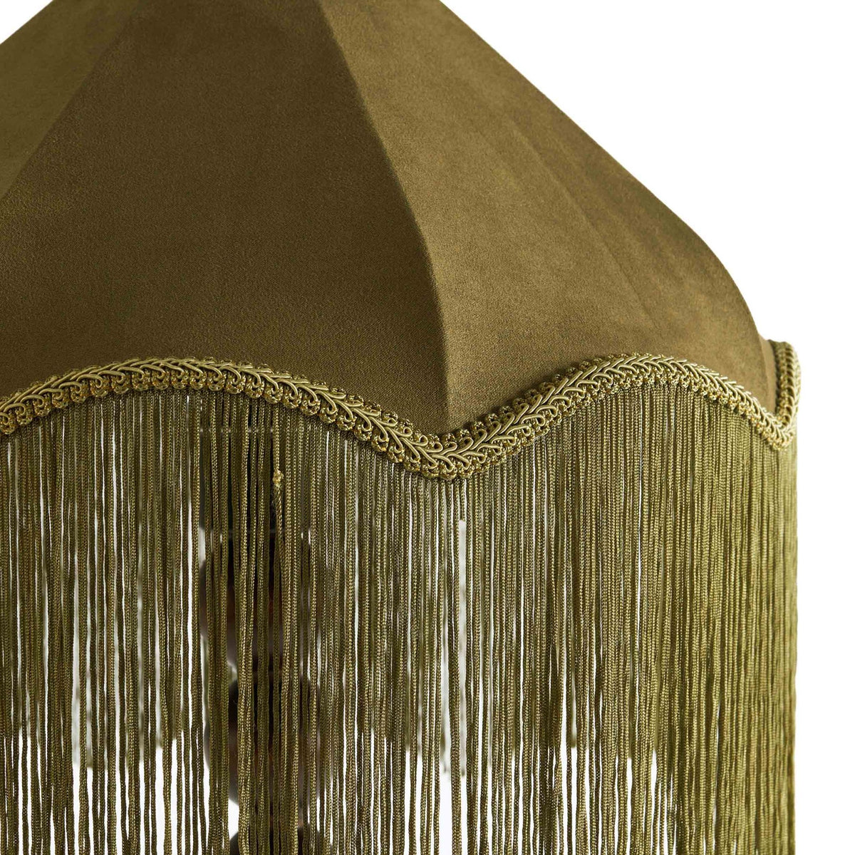 Enzo Suede Tassel Fringe Floor Shade - Rich Green - DUSK