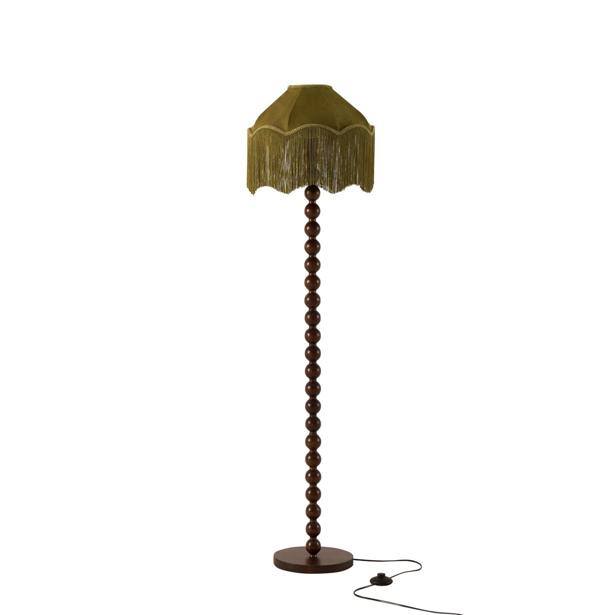 Enzo Suede Tassel Fringe Floor Shade - Rich Green - DUSK