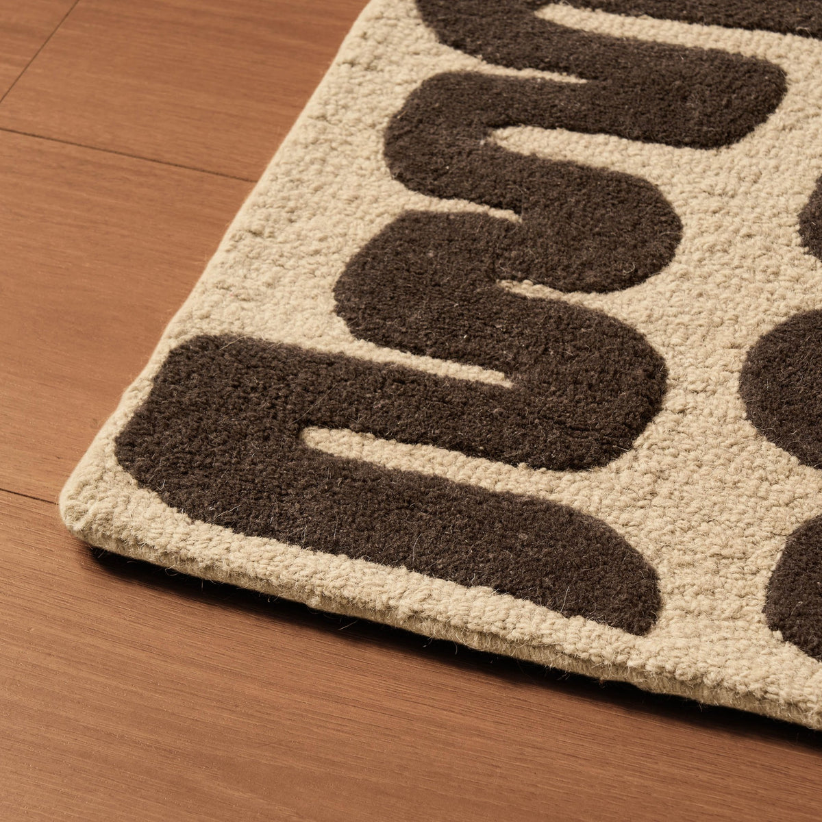 Eric Wool Blend Wavy Pattern Rug - Chocolate - DUSK