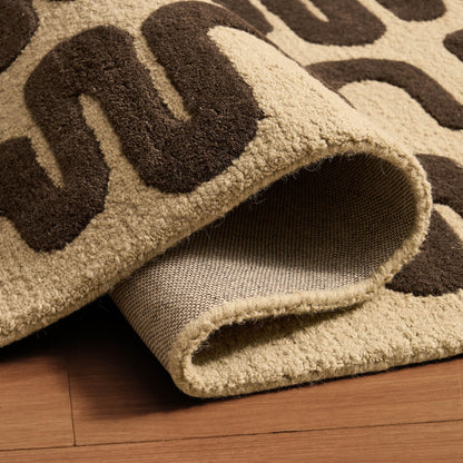 Eric Wool Blend Wavy Pattern Rug - Chocolate - DUSK