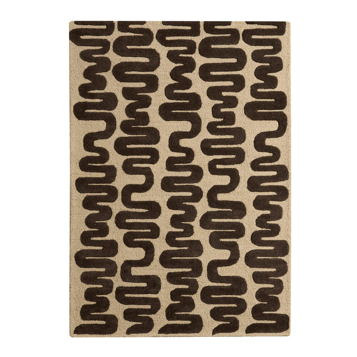 Eric Wool Blend Wavy Pattern Rug - Chocolate - DUSK
