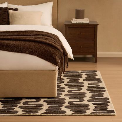 Eric Wool Blend Wavy Pattern Rug - Chocolate - DUSK