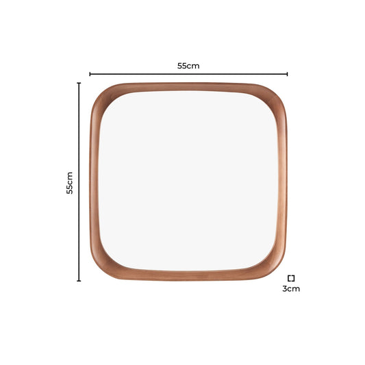 Ernie Retro Square Wood Mirror - Mid Wood - DUSK