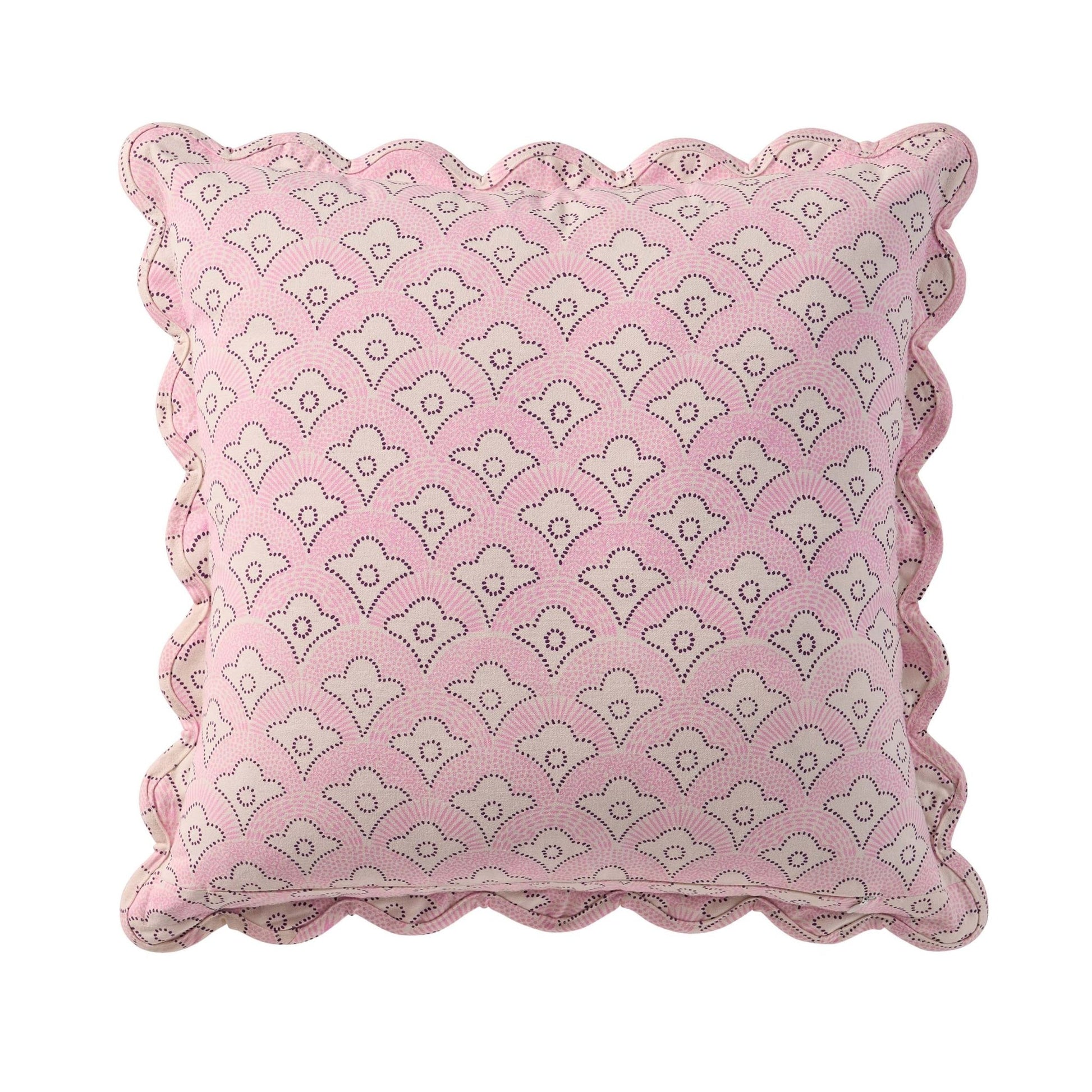 Esme 100% Cotton Printed Scallop Cushion Cover - Pink - DUSK