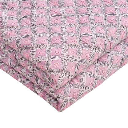 Esme 100% Cotton Printed Scallop Reversible Bedspread - Pink - DUSK