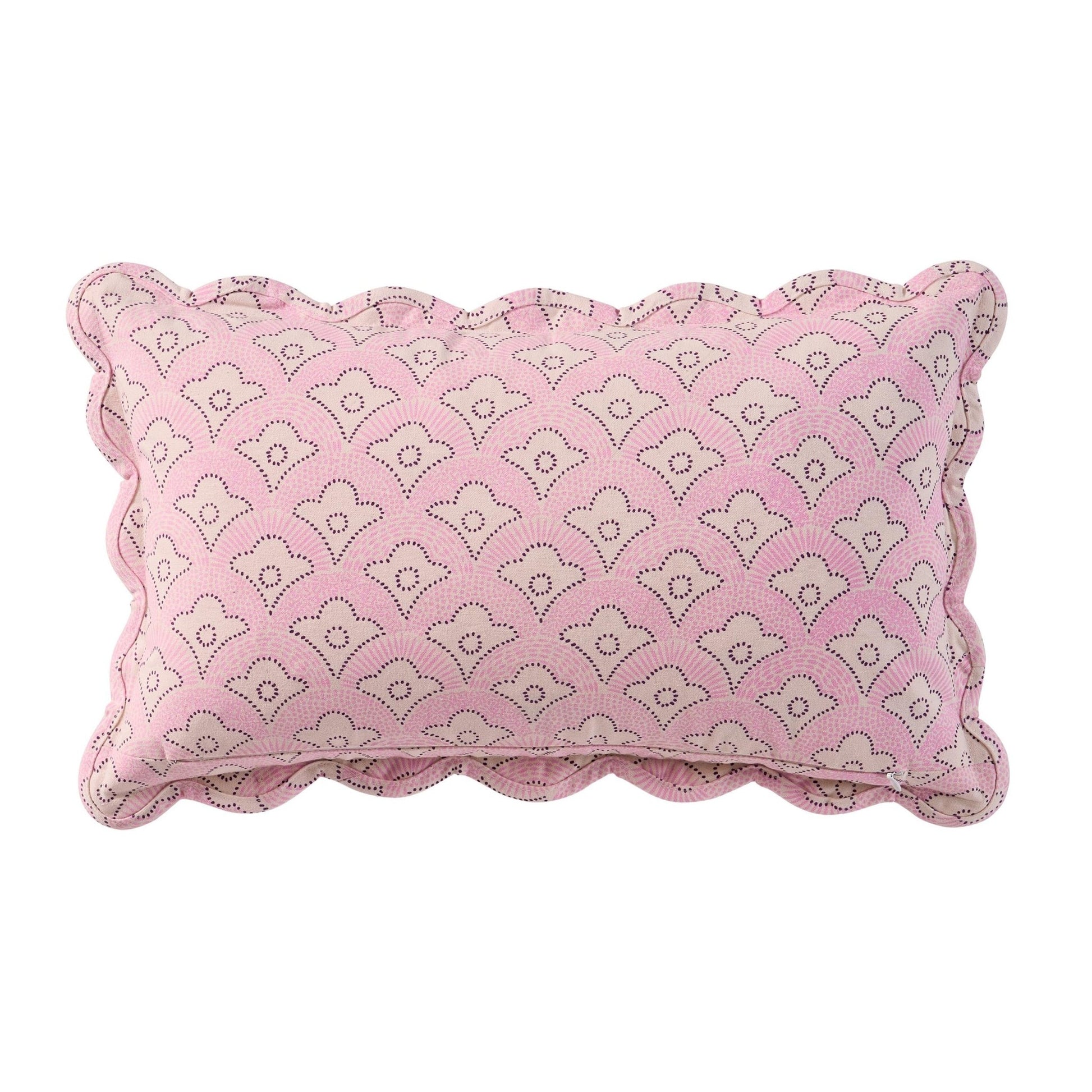Esme 100% Cotton Printed Scallop Sofa Cushion Cover - Pink - DUSK