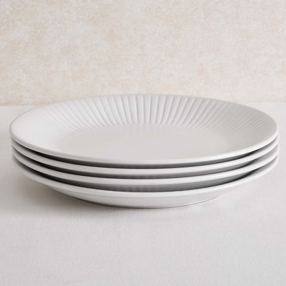 Ethan Embossed Stoneware 12pc Dinner Set - White - DUSK
