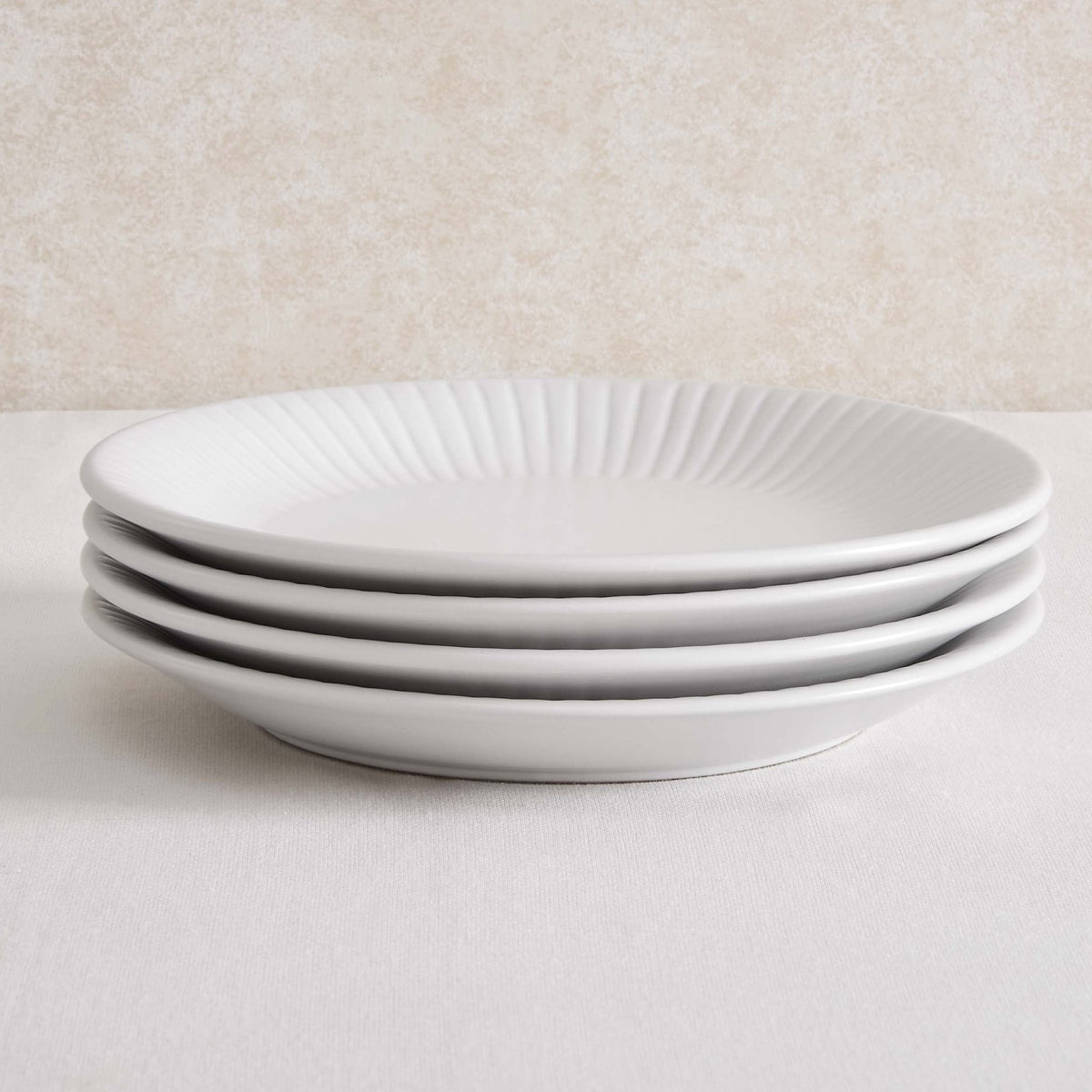 Ethan Embossed Stoneware 12pc Dinner Set - White - DUSK