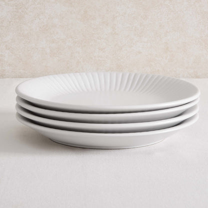 Ethan Embossed Stoneware 12pc Dinner Set - White - DUSK