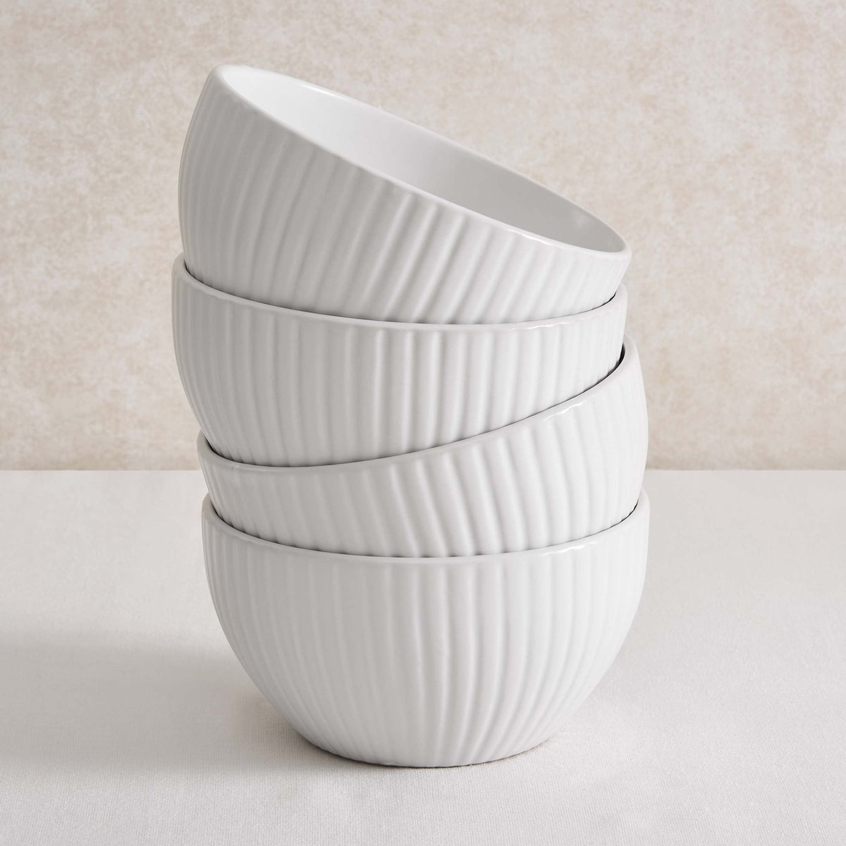 Ethan Embossed Stoneware 12pc Dinner Set - White - DUSK