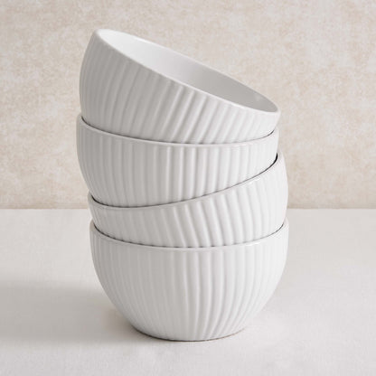 Ethan Embossed Stoneware 12pc Dinner Set - White - DUSK