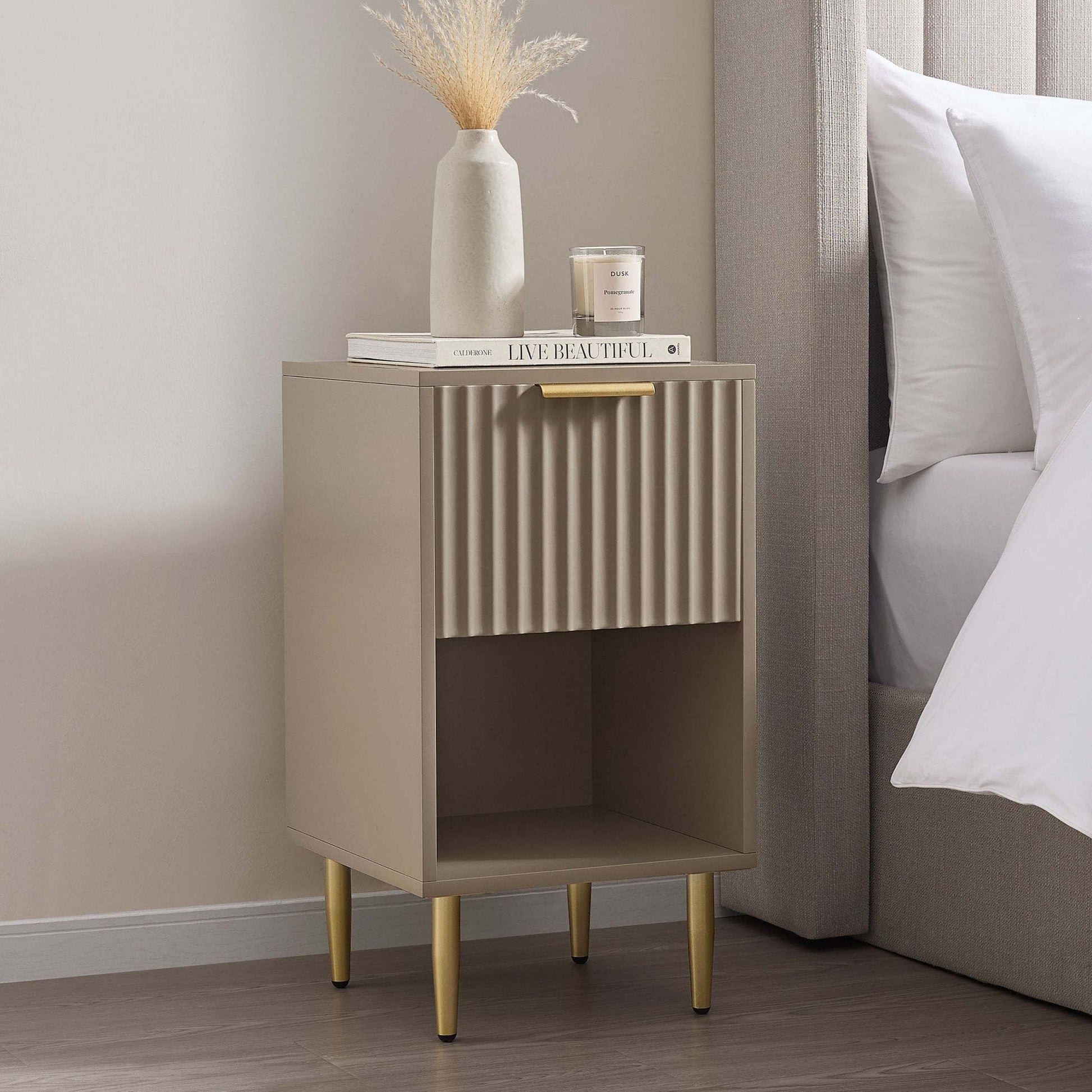 Evie 1 Drawer Nightstand - Taupe - Resource - DUSK