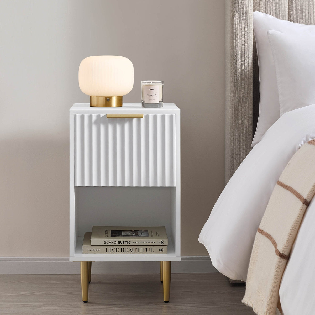Evie 1 Drawer Nightstand - Warm White - DUSK