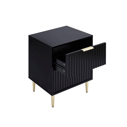 Evie 2 Drawer Bedside Table - Black - DUSK