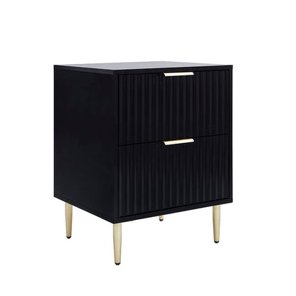Evie 2 Drawer Bedside Table - Black - DUSK