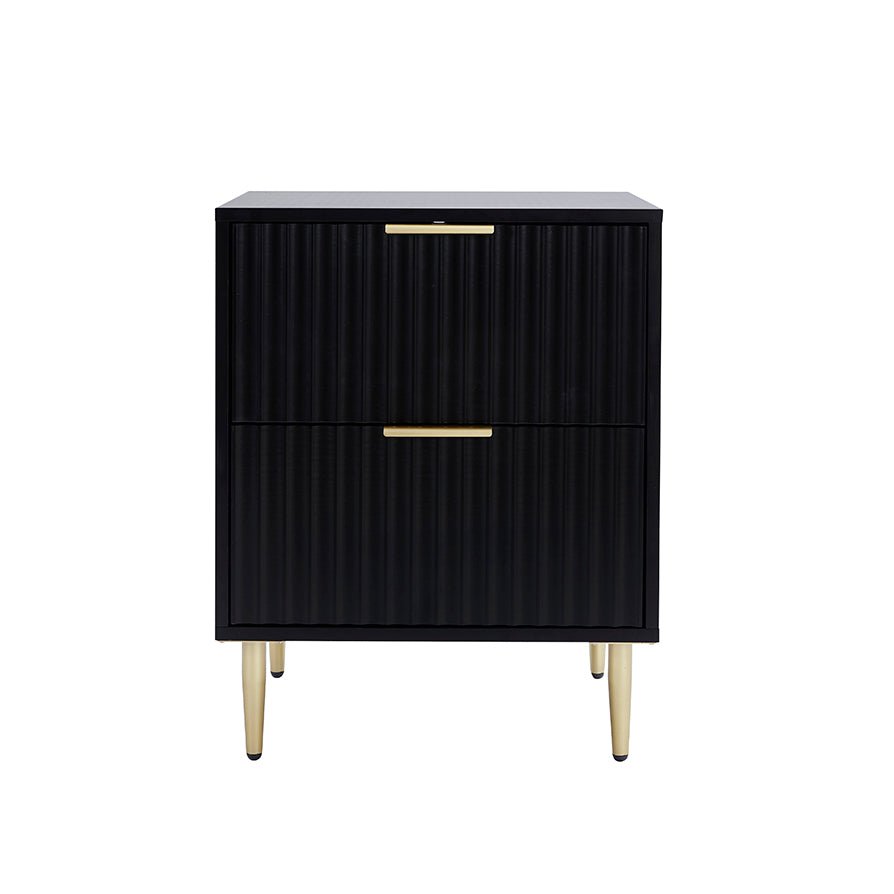 Evie 2 Drawer Bedside Table - Black - DUSK