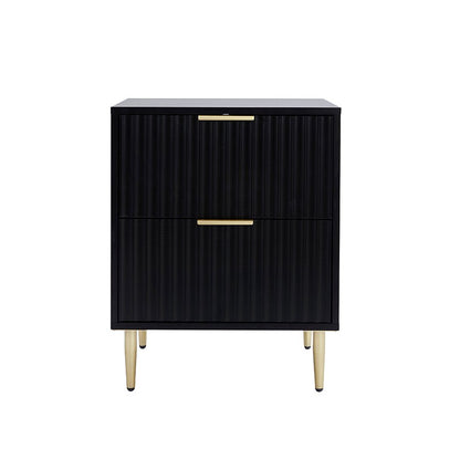 Evie 2 Drawer Bedside Table - Black - DUSK