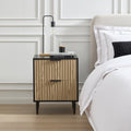 Evie 2 Drawer Bedside Table - Black/Wood Effect - DUSK