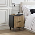 Evie 2 Drawer Bedside Table - Black/Wood Effect - DUSK