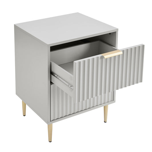 Evie 2 Drawer Bedside Table - Grey - DUSK