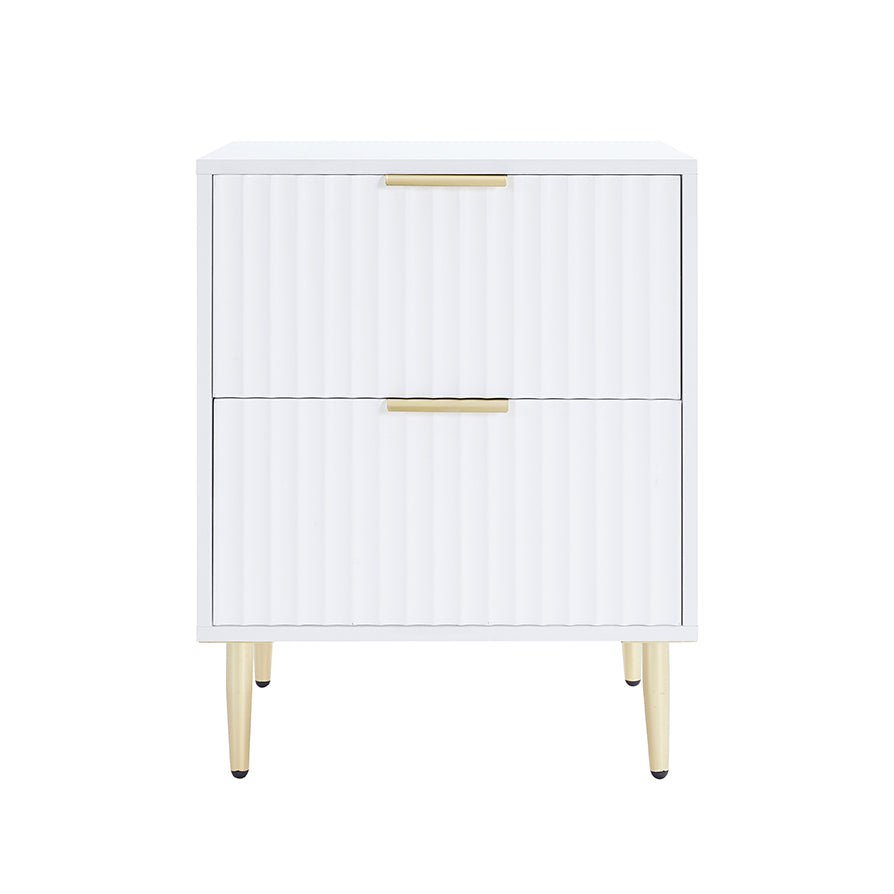 Evie 2 Drawer Bedside Table - Warm White - DUSK