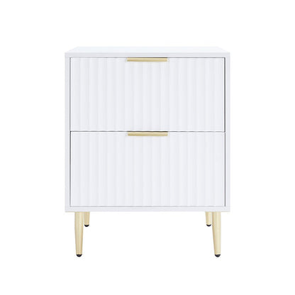 Evie 2 Drawer Bedside Table - Warm White - DUSK