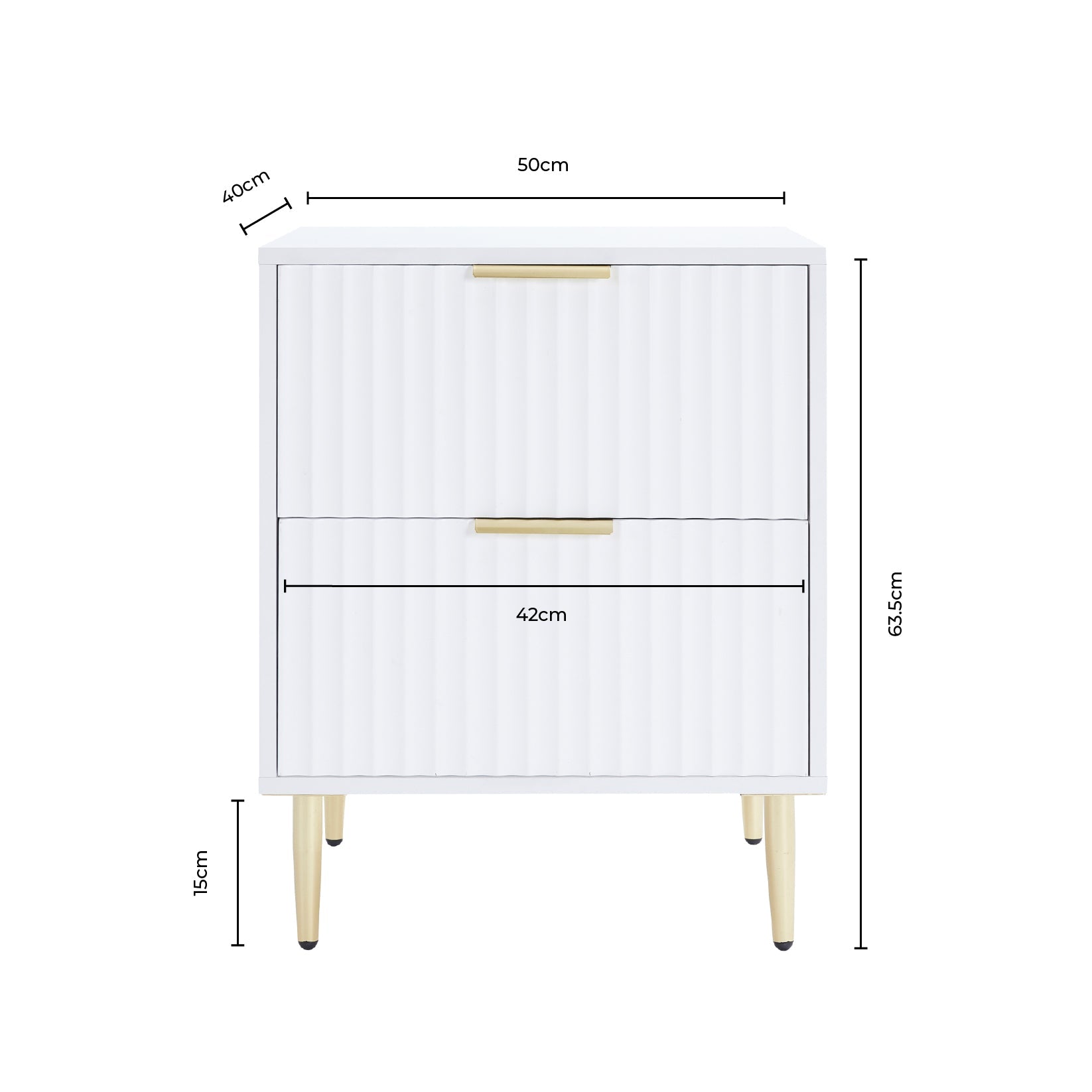 Evie 2 Drawer Bedside Table - Warm White - DUSK