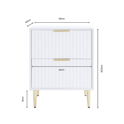 Evie 2 Drawer Bedside Table - Warm White - DUSK