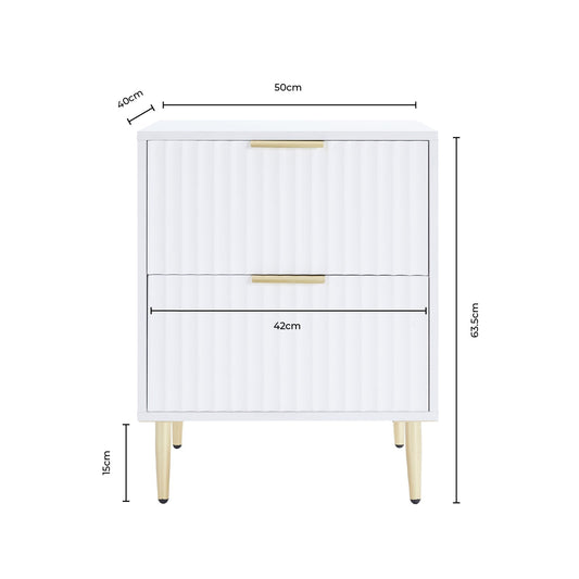 Evie 2 Drawer Bedside Table - Warm White - DUSK