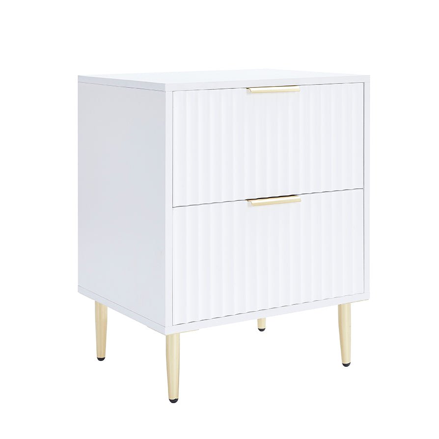 Evie 2 Drawer Bedside Table - Warm White - DUSK
