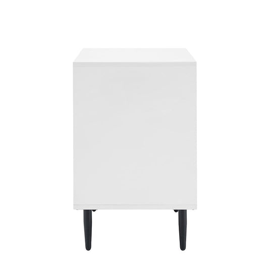 Evie 2 Drawer Bedside Table - White/Wood Effect - DUSK