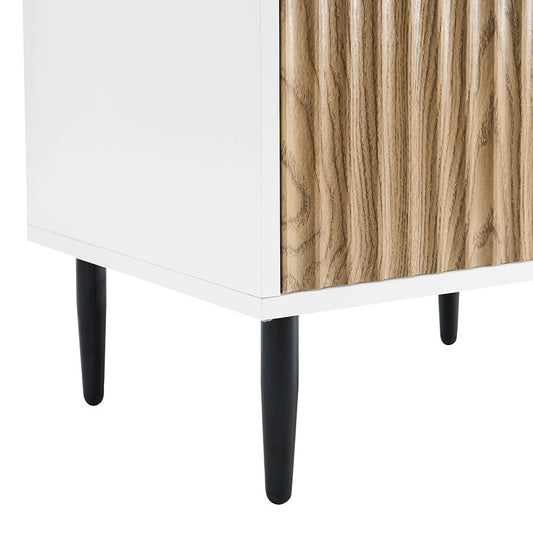 Evie 2 Drawer Bedside Table - White/Wood Effect - DUSK