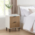 Evie 2 Drawer Bedside Table - White/Wood Effect - DUSK