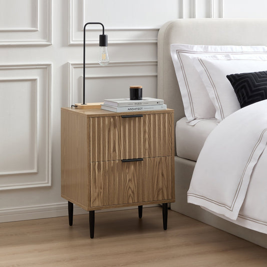 Evie 2 Drawer Bedside Table - Wood Effect - DUSK