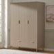 Evie 3 Door Wardrobe with Drawers - Taupe - DUSK