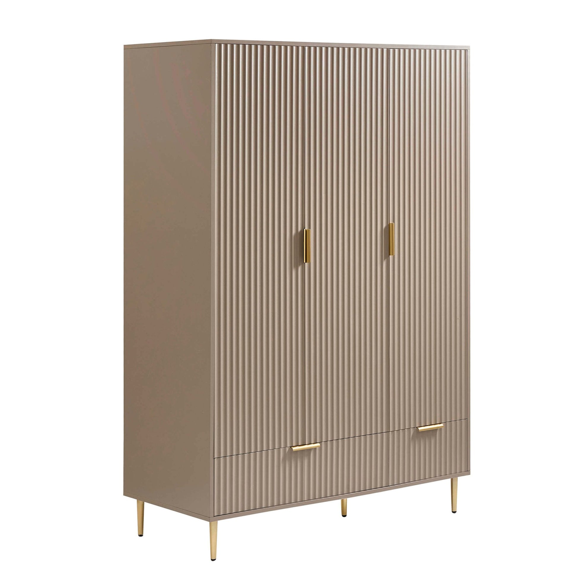 Evie 3 Door Wardrobe with Drawers - Taupe - DUSK