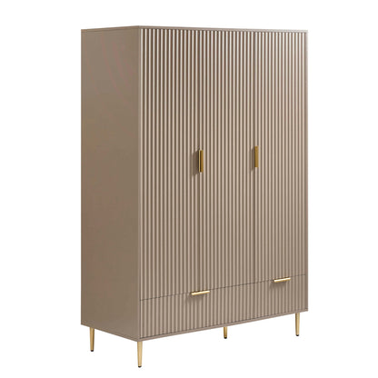 Evie 3 Door Wardrobe with Drawers - Taupe - DUSK
