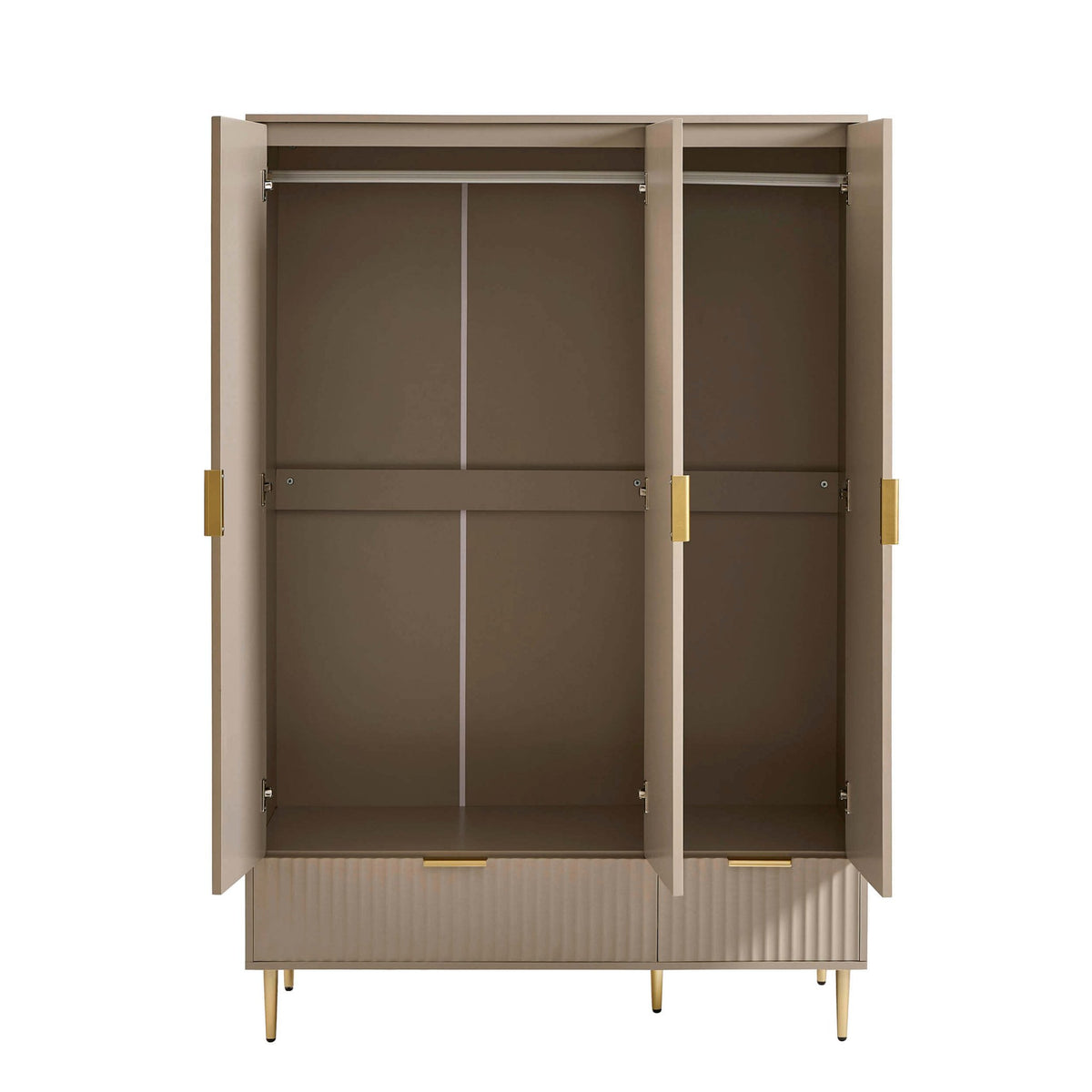 Evie 3 Door Wardrobe with Drawers - Taupe - DUSK