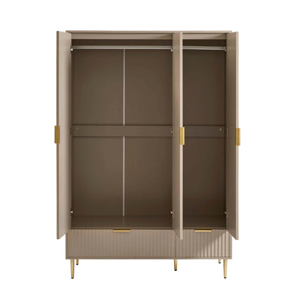 Evie 3 Door Wardrobe with Drawers - Taupe - DUSK