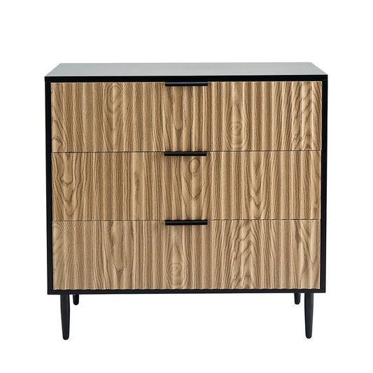 Evie 3 Drawer Chest - Black/Wood Effect - DUSK