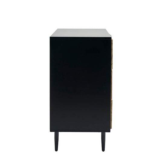 Evie 3 Drawer Chest - Black/Wood Effect - DUSK