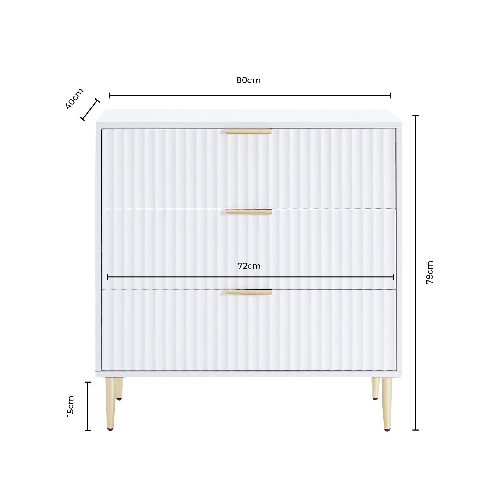 Evie 3 Drawer Chest - Warm White - DUSK