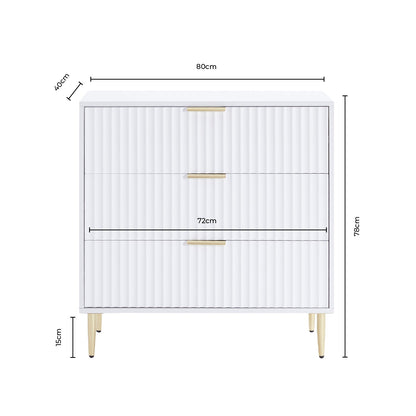 Evie 3 Drawer Chest - Warm White - DUSK