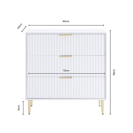 Evie 3 Drawer Chest - Warm White - DUSK