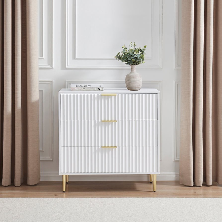 Evie 3 Drawer Chest - Warm White - DUSK