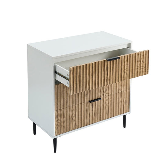 Evie 3 Drawer Chest - White/Wood Effect - DUSK