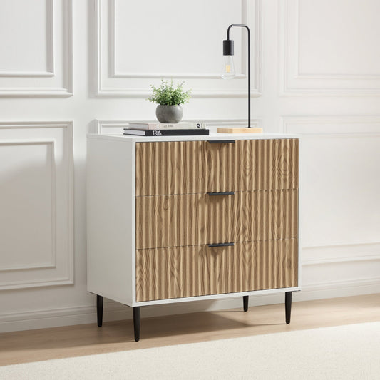 Evie 3 Drawer Chest - White/Wood Effect - DUSK