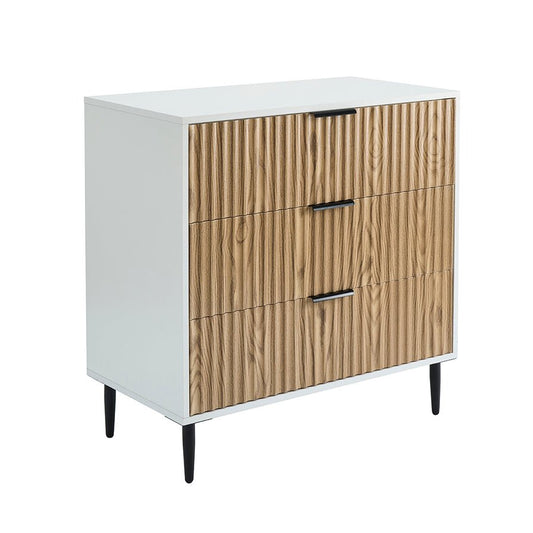 Evie 3 Drawer Chest - White/Wood Effect - DUSK