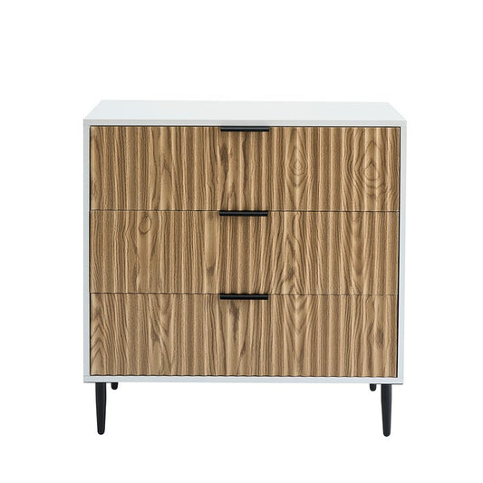 Evie 3 Drawer Chest - White/Wood Effect - DUSK